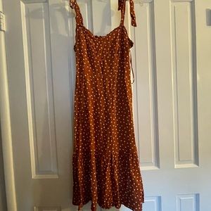Isalis Midi Polka Dot Dress with Shoulder Ties